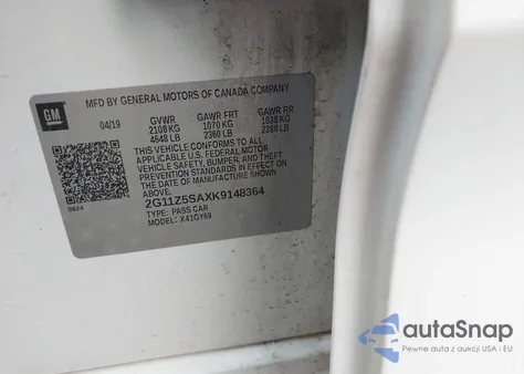 2019 Chevrolet Impala Lt z USA, uszkodzony, nr VIN 2G11Z5SAXK9148364